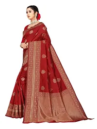 Alluring Maroon Silk Blend Woven Design Women Saree with Blouse piece-thumb3