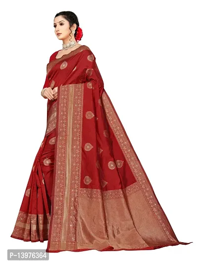 Alluring Maroon Silk Blend Woven Design Women Saree with Blouse piece-thumb4