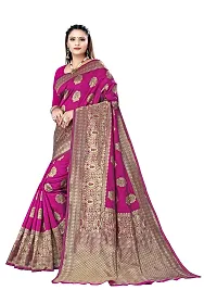 Alluring Pink Silk Blend Woven Design Women Saree with Blouse piece-thumb3