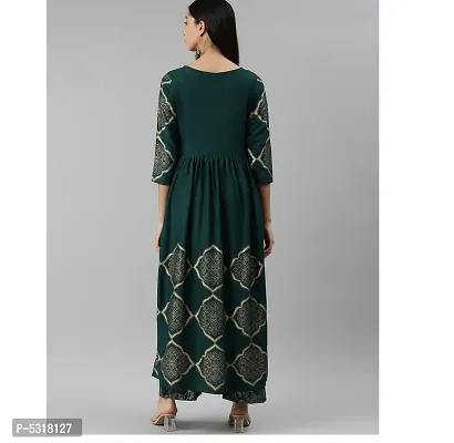 Women's Beautiful Green Rayon Printed Kurta Bottom Set-thumb5