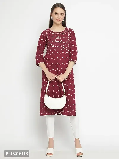 Purple Rayon Printed And Embroidered And Gota Work Straight Kurta With Trouser For Women