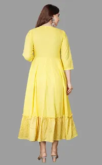 Yellow Cotton Rogan Printed With Embroidred Anarkali Kurta-thumb1