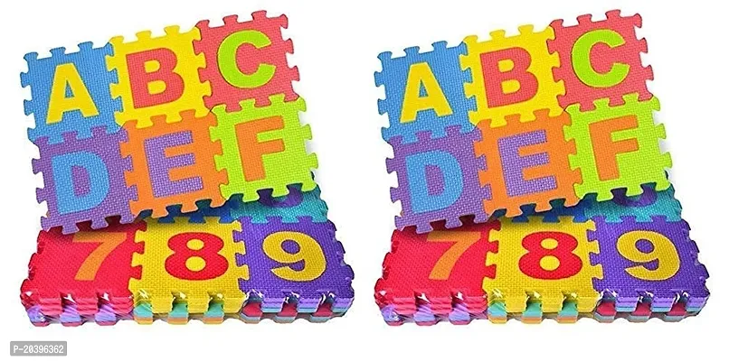 Doodle Non Toxic Abcd Alphabet And Numbers 0 To 9 Puzzle Floor Mat Multicolour Set Of 36 Tiles Pack Of 2