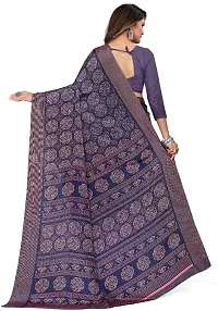 Elegant Blue Silk Blend Saree With Blouse Piece For Women-thumb1