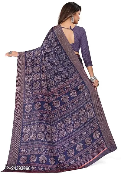 Elegant Blue Silk Blend Saree With Blouse Piece For Women-thumb2