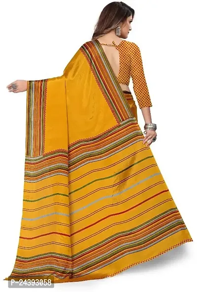 Elegant Mustard Silk Blend Saree With Blouse Piece For Women-thumb2