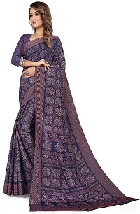 Elegant Blue Silk Blend Saree With Blouse Piece For Women-thumb2