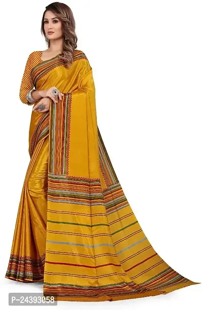 Elegant Mustard Silk Blend Saree With Blouse Piece For Women-thumb3