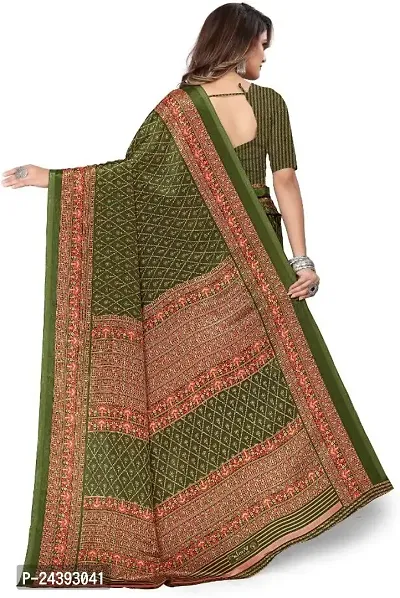 Elegant Green Silk Blend Saree With Blouse Piece For Women-thumb2