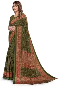 Elegant Green Silk Blend Saree With Blouse Piece For Women-thumb2