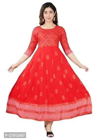 Womens Rayon Embroidered Anarkali Kurti