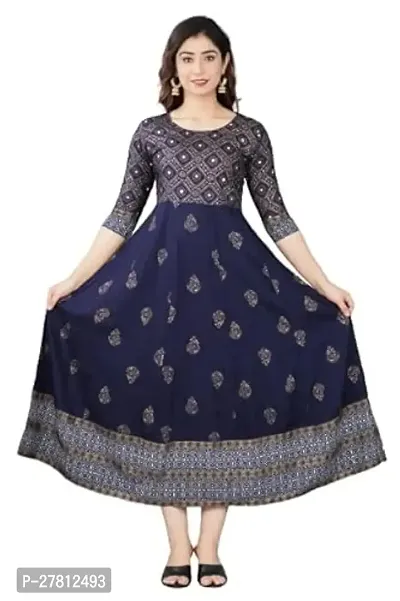 Womens Rayon Embroidered Anarkali Kurti