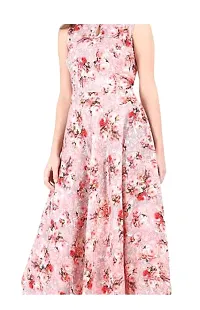Amaan Center Floral Printed Sleeveless Kurti/Suit Dress for Women  Girls (Large, Pink)-thumb2