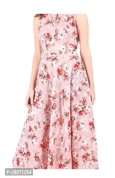 Amaan Center Floral Printed Sleeveless Kurti/Suit Dress for Women  Girls (Large, Pink)-thumb3