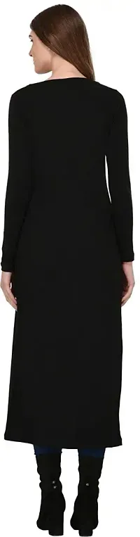 Stylish Crepe Calf Length Solid Dress For Women-thumb1