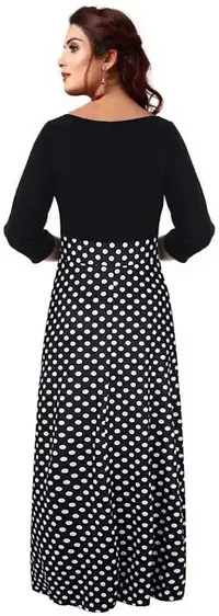 Stylish Crepe Above Knee Length Polka Dot Print Dress For Women-thumb1