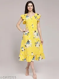 Stylish Crepe Calf Length Floral Printed Dress For Women-thumb2