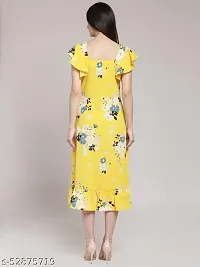 Stylish Crepe Calf Length Floral Printed Dress For Women-thumb1
