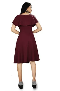 Stylish Crepe Knee Length Solid Dress For Women-thumb1