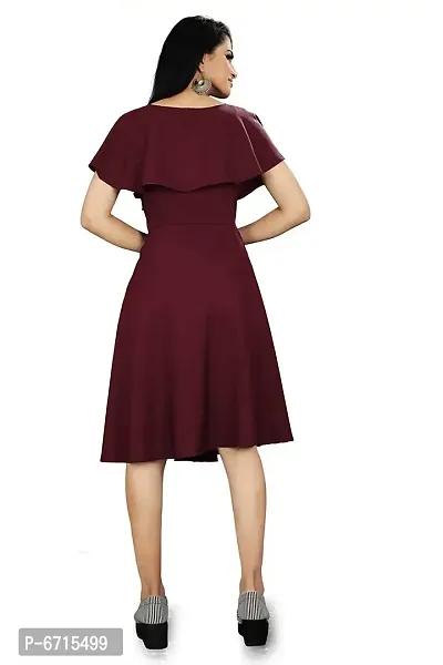 Stylish Crepe Knee Length Solid Dress For Women-thumb2