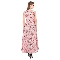 Amaan Center Floral Printed Sleeveless Kurti/Suit Dress for Women  Girls (Large, Pink)-thumb1