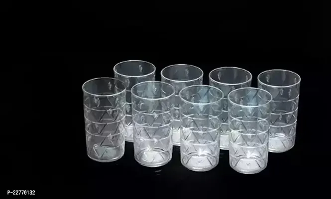 Useful Glass Plastic Glass Set- White ,300 Ml, Pack Of 8