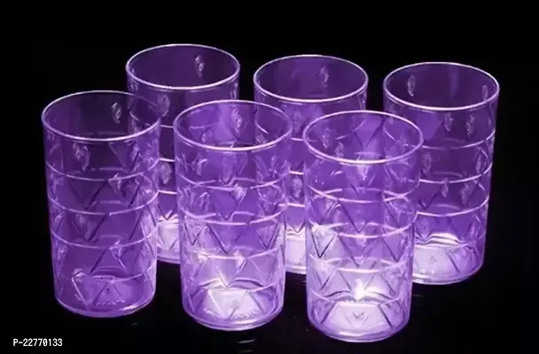 Useful Glass Plastic Glass Set-Purple ,300 Ml, Pack Of 6