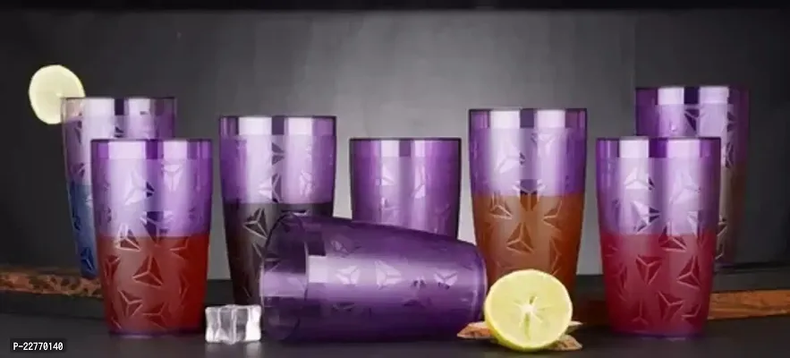 Useful Wine Glass Plastic Glass Set-Purple ,300 Ml, Pack Of 8