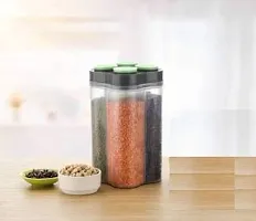 4 Section Air Tight Storage Container Transparent Food, Grain, Cereal Dispenser Storage Container Jar - 2000 ML (Set Of 1) - 2000 ml Plastic Grocery Container-thumb2