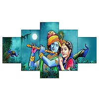 AlertEra Industries Wall Paintings | Wood Wall Art for Bedroom | Radha-Krishna Wall Sculpture | Painting for office | Painting for Hotels | 5 Piece Set | (17x30) | Green-thumb1