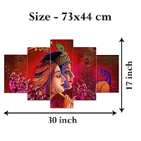 AlertEra Industries Wall Paintings | Wood Wall Art for Bedroom | Radha-Krishna Wall Sculpture | Painting for office | Painting for Hotels | 5 Piece Set | (17x30) | Red-thumb3