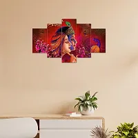 AlertEra Industries Wall Paintings | Wood Wall Art for Bedroom | Radha-Krishna Wall Sculpture | Painting for office | Painting for Hotels | 5 Piece Set | (17x30) | Red-thumb4