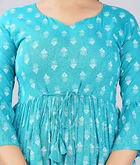 Casual Bell Sleeves Printed Women teal Top-thumb3