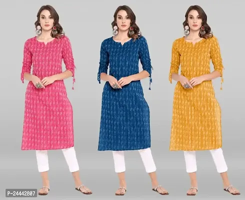 Beautiful Cotton Stitched Kurta for Women Pack Of 3-thumb0