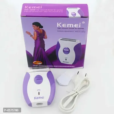 Kemei 280R Rechargeable Hair Remover Shaver Twin Blades Body Face Bikini Underarm Shaving Razor for Women-thumb0