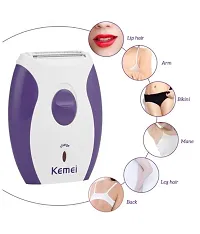 Kemei 280R Rechargeable Hair Remover Shaver Twin Blades Body Face Bikini Underarm Shaving Razor for Women-thumb1