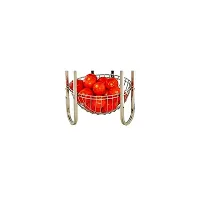 Stainless Steel Fruits and Vegetables Round Trolley Basket Rack Stand Set of 1 (Color: Silver, Shelf: 3, Shape: Capsule)-thumb2