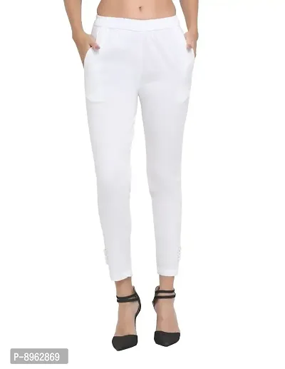 TREND LEVEL Women's Straight Pants (L, White)