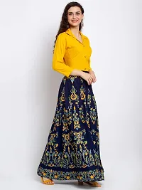 Trend Level Rayon Printed Skirts (Navy Blue, S)-thumb3