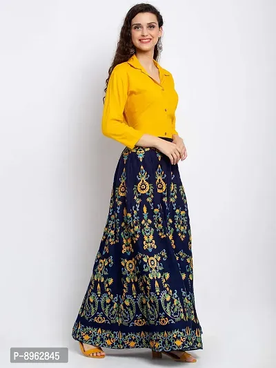 Trend Level Rayon Printed Skirts (Navy Blue, S)-thumb4