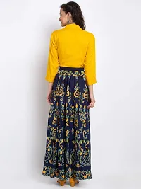 Trend Level Rayon Printed Skirts (Navy Blue, S)-thumb1