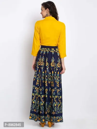Trend Level Rayon Printed Skirts (Navy Blue, S)-thumb2