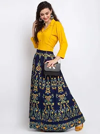 Trend Level Rayon Printed Skirts (Navy Blue, S)-thumb2