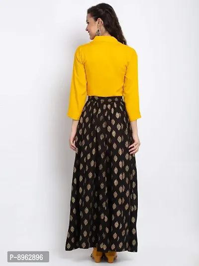 Trend Level Skirt And Top Set For Women (XXS, Mustard)-thumb2