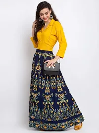 Trend Level Rayon Printed Skirts (Navy Blue, M)-thumb2