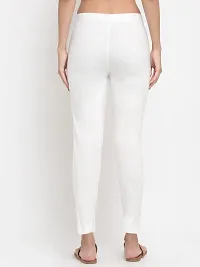 TREND LEVEL Solid Straight Fit Cotton Lycra Womens 2 Side Pocket Pant All Occasions (L, White)-thumb1