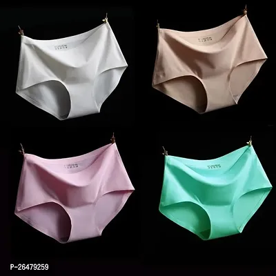 LIECRY ART Pritty Touch Women Panties Seamless Panties Silk Mid Waist Underwear for Female Girls Pack Of 5