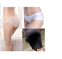 Combo of 3 (Multi Color)Womens Ice Silk Blend Invisible Lines No Show Hipster Panty-thumb1