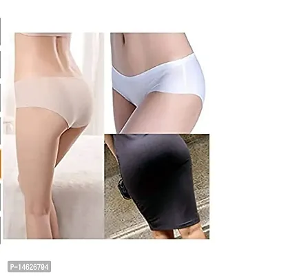 Combo of 3 (Multi Color)Womens Ice Silk Blend Invisible Lines No Show Hipster Panty-thumb2