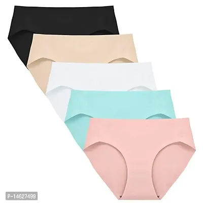 (Pack of 3 - Multi Color Womens Seamless Hipster Ice Silk Panty, Briefs Woman Seamless Underwear Panties Seamless String Panty-thumb0